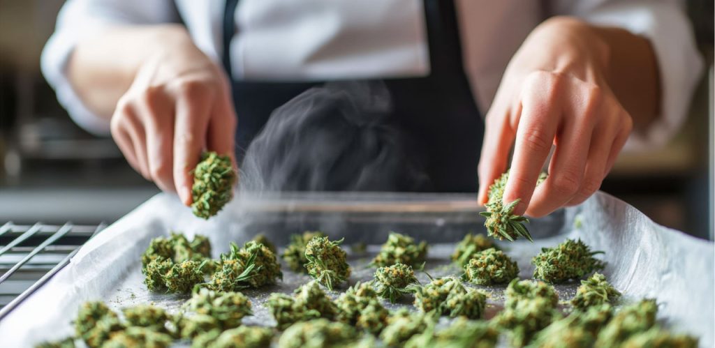 CBD being decarboxilated in the oven