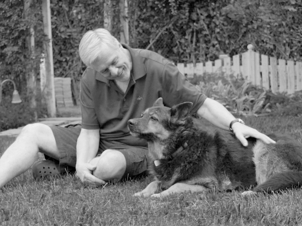 John and Roxy in the backyard.